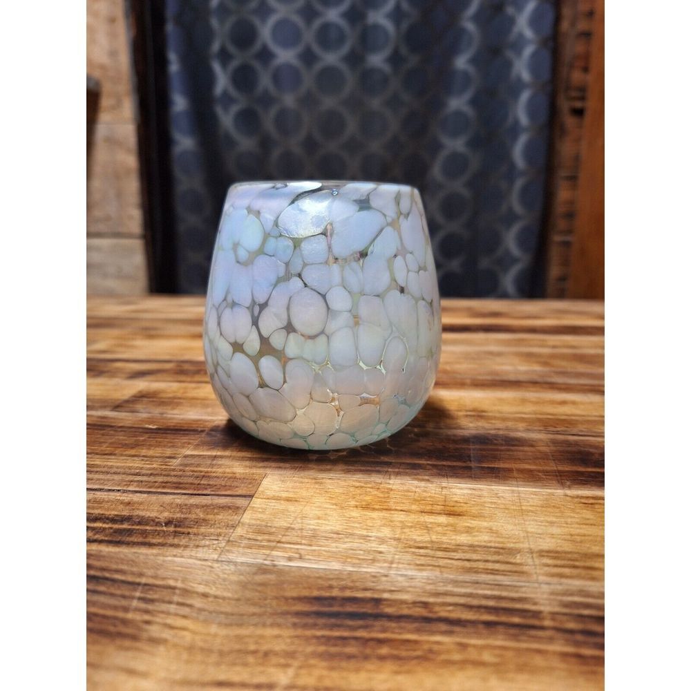 RACHEL ROY Iridescent Pink Luster‎ Leopard Stemless Wine Glass NEW - Picture 8 of 10